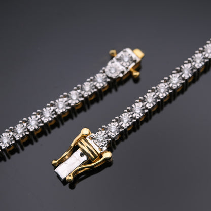 10K Yellow Gold 3.02 CTW Natural Diamond Tennis Chain Necklace 20"