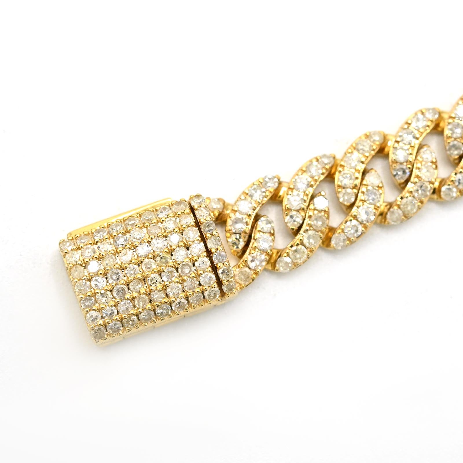 10K Yellow Gold Round Cut Natural Diamond 3.6CT Cuban Link 6MM Bracelet 8"