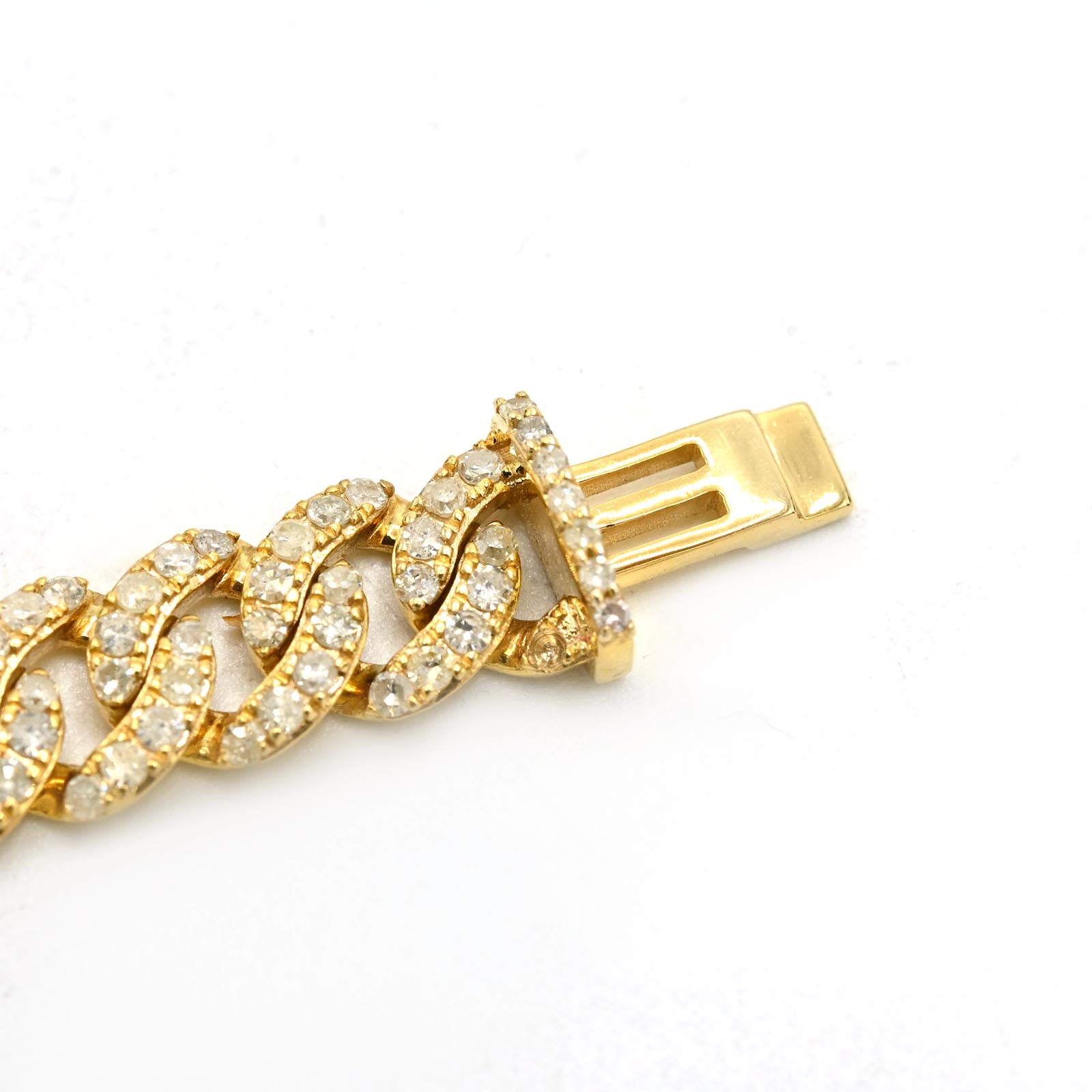 10K Yellow Gold Round Cut Natural Diamond 3.6CT Cuban Link 6MM Bracelet 8"