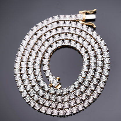 10K Yellow Gold 1.53CTW Natural Diamond Tennis Necklace 22 Inch