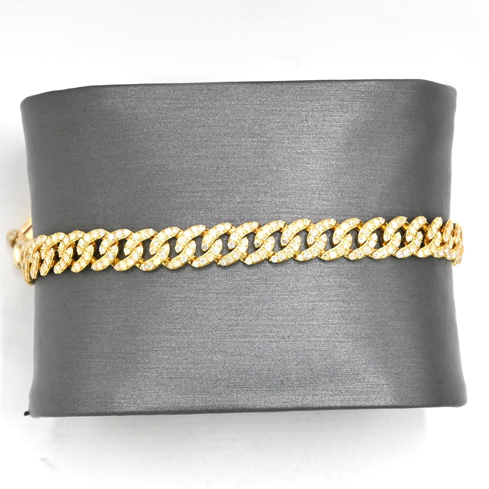 10K Yellow Gold Round Cut Natural Diamond 3.6CT Cuban Link 6MM Bracelet 8"