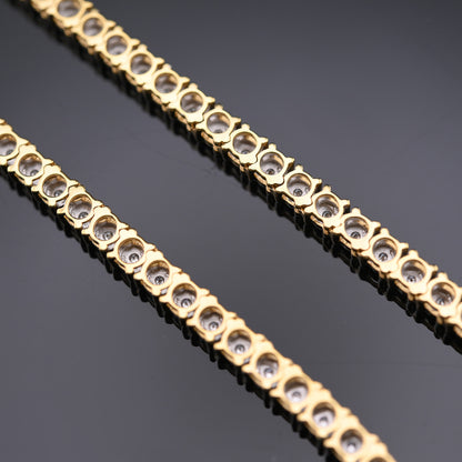 10K Yellow Gold 1.53CTW Natural Diamond Tennis Necklace 22 Inch