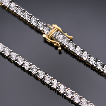 10K Yellow Gold 1.53CTW Natural Diamond Tennis Necklace 22 Inch