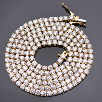 10KT Yellow Gold 17CTW Lab Created Diamond 22'' Tennis Chain 3MM