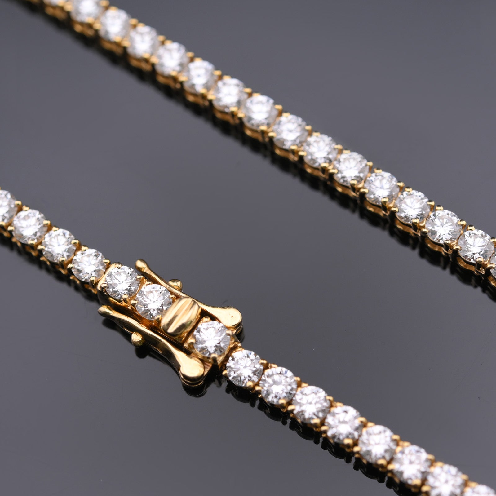 10KT Yellow Gold 17CTW Lab Created Diamond 22'' Tennis Chain 3MM