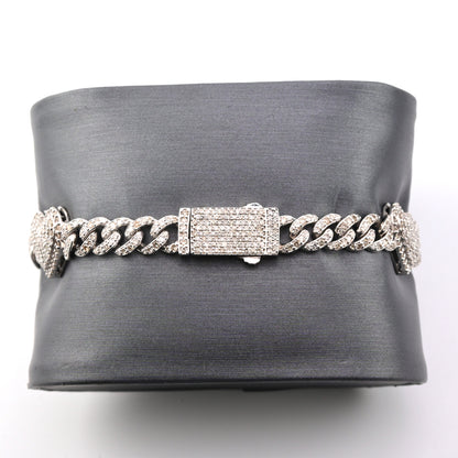 10K Yellow Gold 3.25 CTW Natural Diamond 6MM Cuban Heart Bracelet 7"