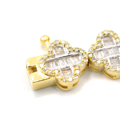 10K Yellow Gold Baguette Natural Diamond 3CT Clover Bracelet With Single Cut On Edges 7"