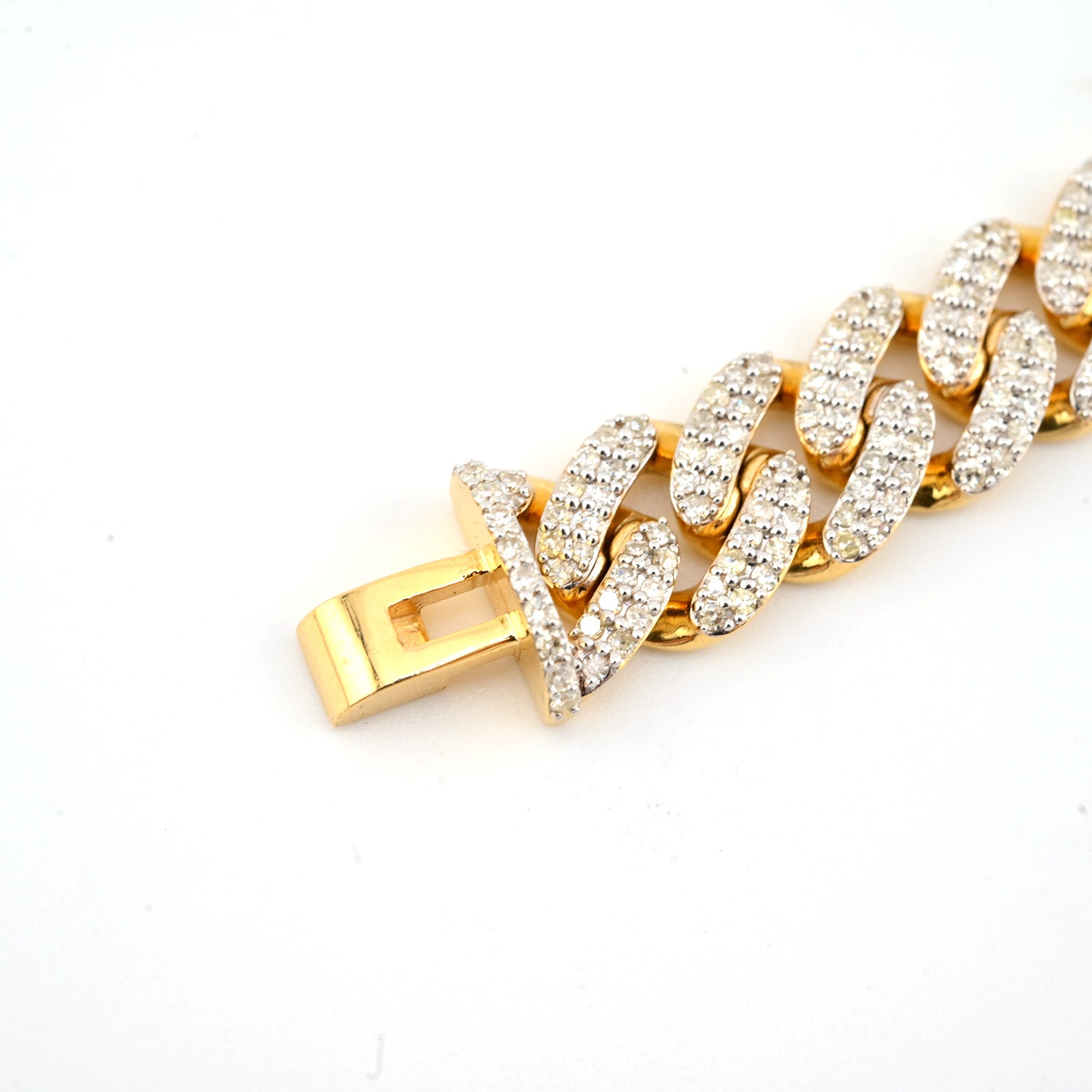 10K Yellow Gold 5.35CT Natural Diamond 10MM Cuban Bracelet 8"