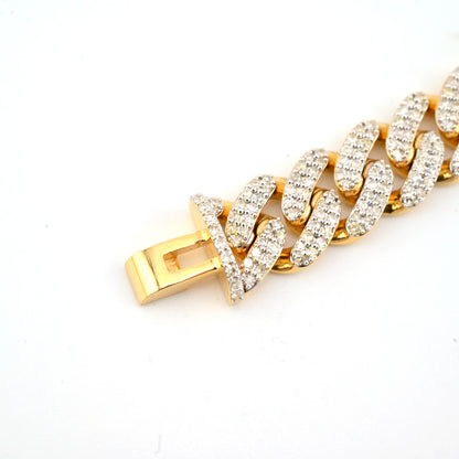 10K Yellow Gold 5.35CT Natural Diamond 10MM Cuban Bracelet 8"