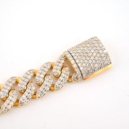 10K Yellow Gold 5.35CT Natural Diamond 10MM Cuban Bracelet 8"