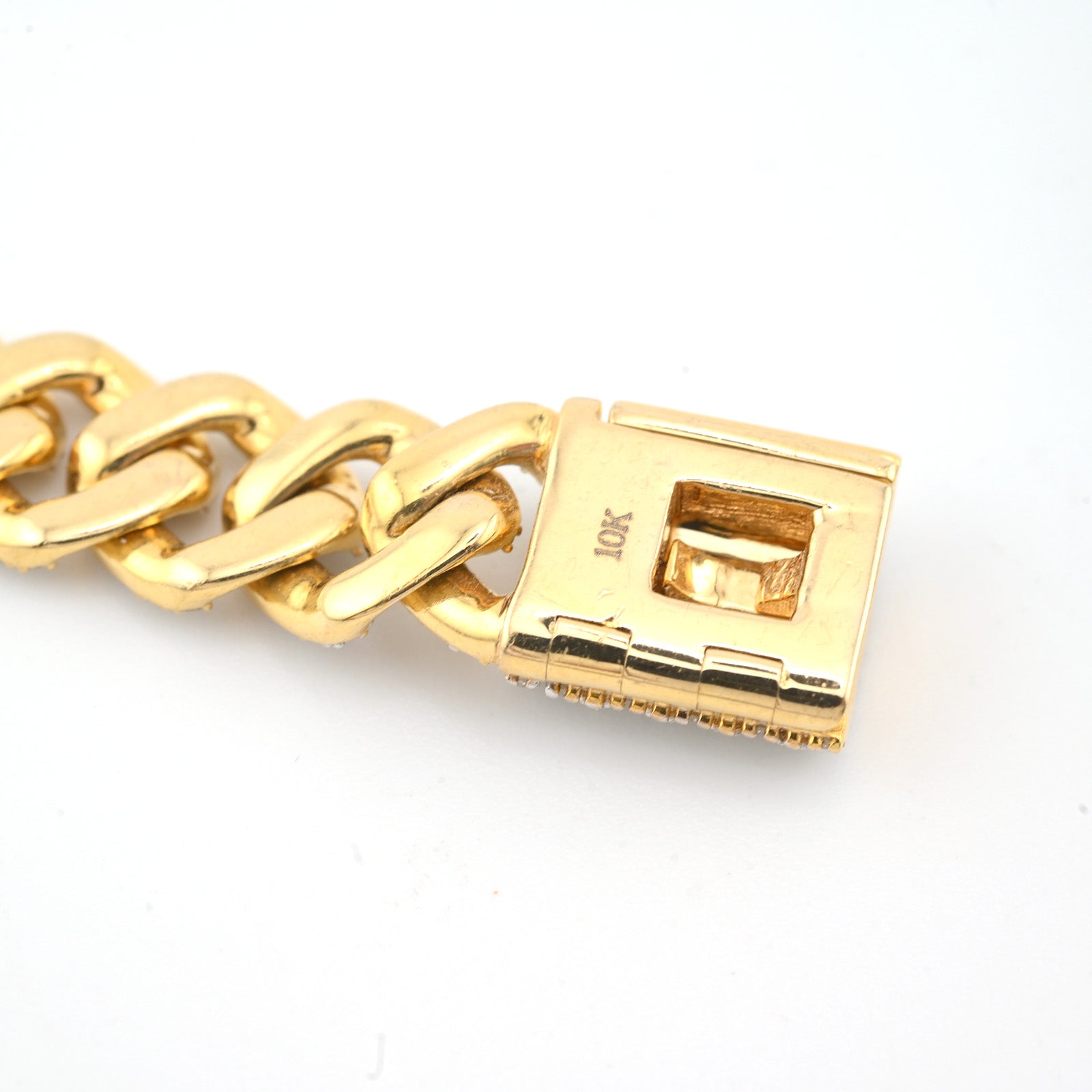 10K Yellow Gold 5.35CT Natural Diamond 10MM Cuban Bracelet 8"