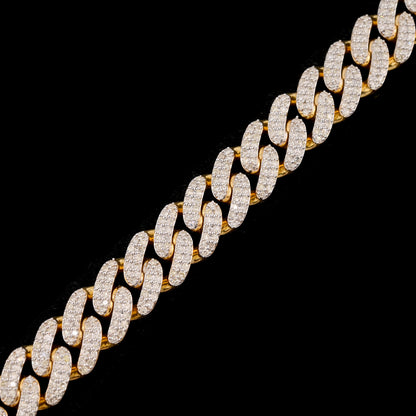 10K Yellow Gold 5.35CT Natural Diamond 10MM Cuban Bracelet 8"