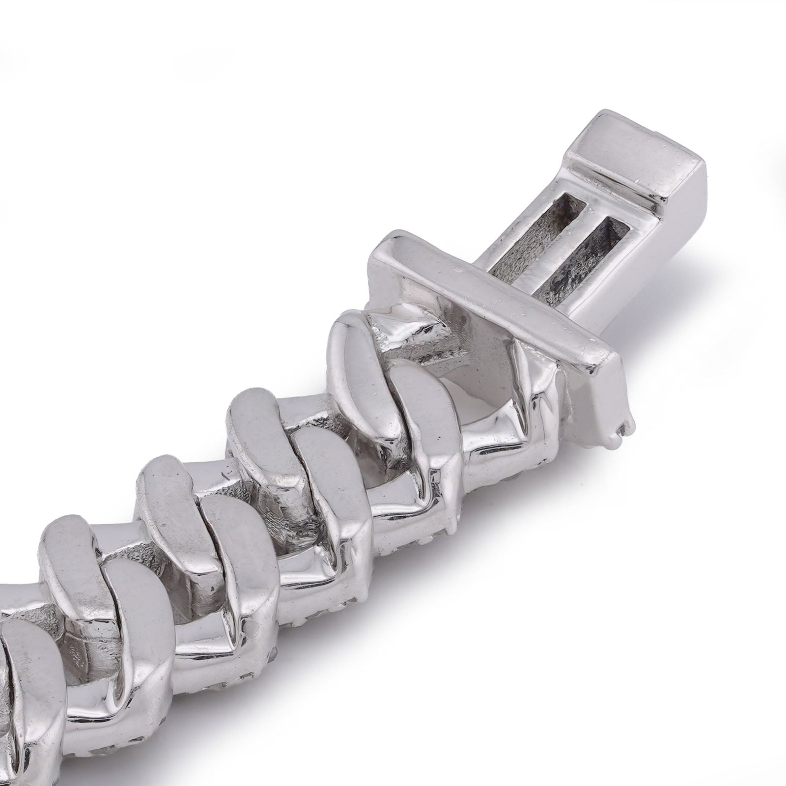 925 SS 5CT Natural Diamond 8MM Snake Cuban 8" Men Women Bracelet