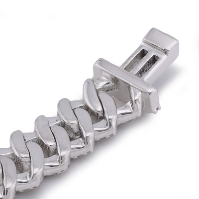925 SS 5CT Natural Diamond 8MM Snake Cuban 8" Men Women Bracelet