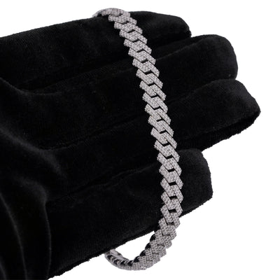 925 SS 5CT Natural Diamond 8MM Snake Cuban 8" Men Women Bracelet