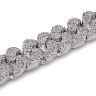925 SS 3.625CT Natural Diamond 8MM Round Cuban Link Men Women 8" Bracelet