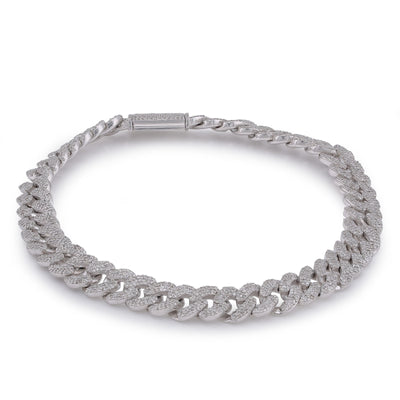 925 SS 3.625CT Natural Diamond 8MM Round Cuban Link Men Women 8" Bracelet