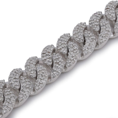 925 SS 2.625CT Natural Diamond Cuban Link 6MM 8" Men Women Bracelet