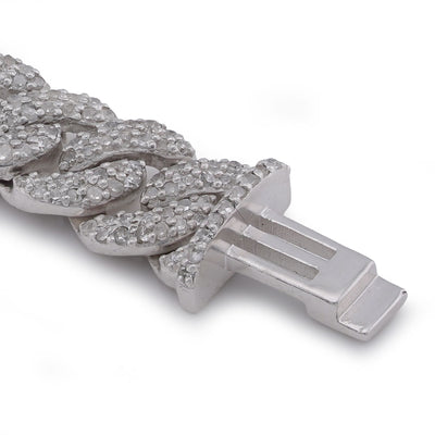 925 SS 2.625CT Natural Diamond Cuban Link 6MM 8" Men Women Bracelet