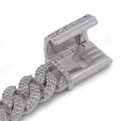 925 SS 2.625CT Natural Diamond Cuban Link 6MM 8" Men Women Bracelet