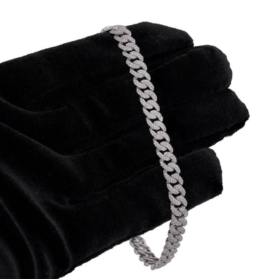 925 SS 2.625CT Natural Diamond Cuban Link 6MM 8" Men Women Bracelet