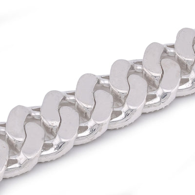 925 SS 11MM Natural Diamond Baguette Centre Row Cuban Link 4.375CT 8" Men Bracelet