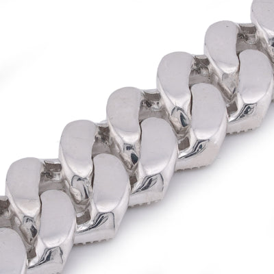 925 SS 12MM Rectangular Cuban Link Baguette/Round Natural Diamond 5.625CT 8" Men Bracelet