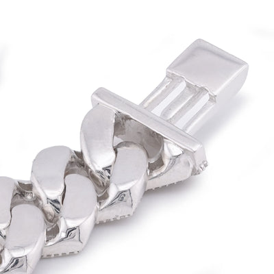 925 SS 12MM Rectangular Cuban Link Baguette/Round Natural Diamond 5.625CT 8" Men Bracelet