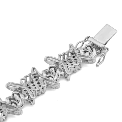 925 SS 1.25CT Natural Diamond Thorns Halo Link Men Bracelet 8"