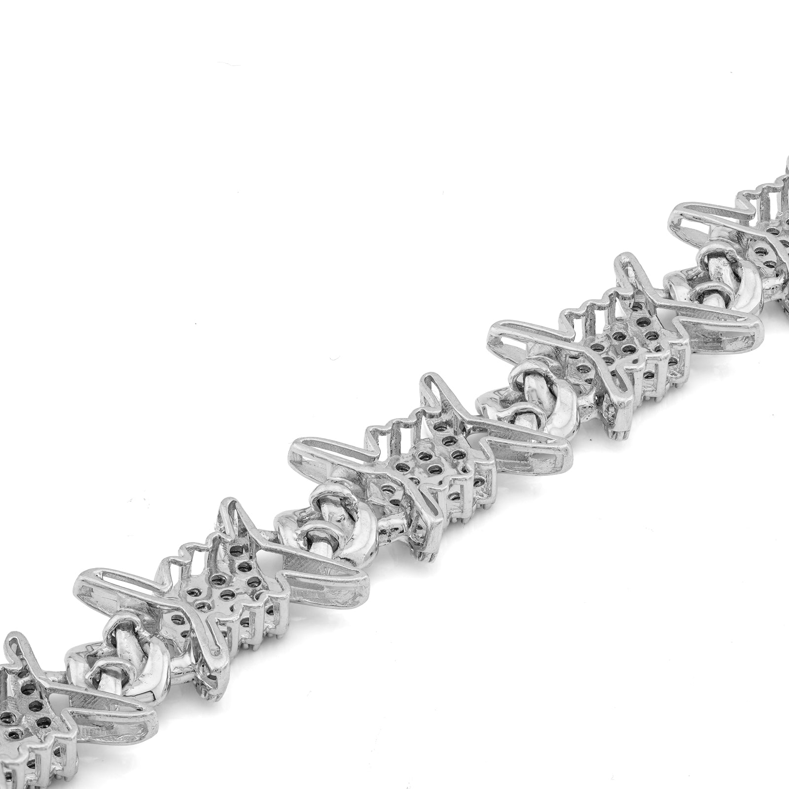 925 SS 1.25CT Natural Diamond Thorns Halo Link Men Bracelet 8"