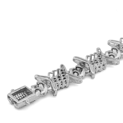 925 SS 1.25CT Natural Diamond Thorns Halo Link Men Bracelet 8"