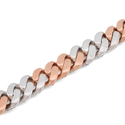 10K Rose/White Gold 4.48CT Cuban Link Natural Diamond 8MM Bracelet 8"