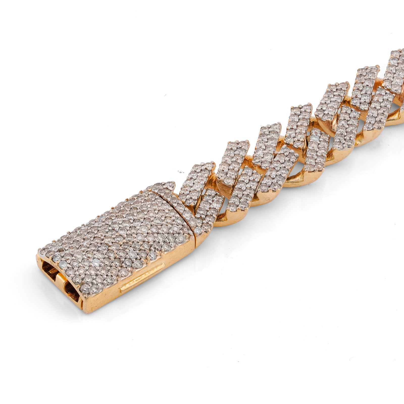10K Yellow Gold 10MM Natural Diamond Prong Cuban Link 6.5CT Men 8" Bracelet