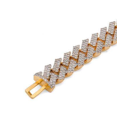 10K Yellow Gold 10MM Natural Diamond Prong Cuban Link 6.5CT Men 8" Bracelet