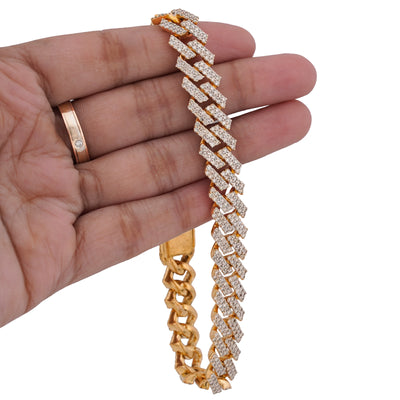 10K Yellow Gold 10MM Natural Diamond Prong Cuban Link 6.5CT Men 8" Bracelet