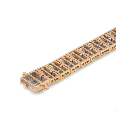 10K Yellow Gold 5.75CT Natural Diamond Baguette Centre Row Rectangular Link Tennis Chain