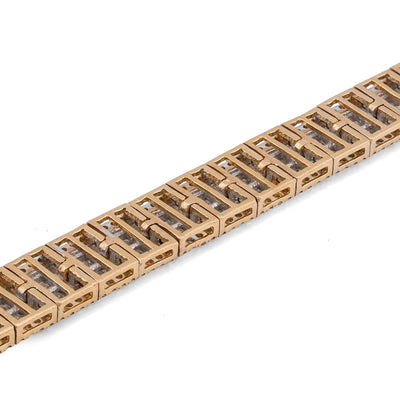 10K Yellow Gold 5.75CT Natural Diamond Baguette Centre Row Rectangular Link Tennis Chain