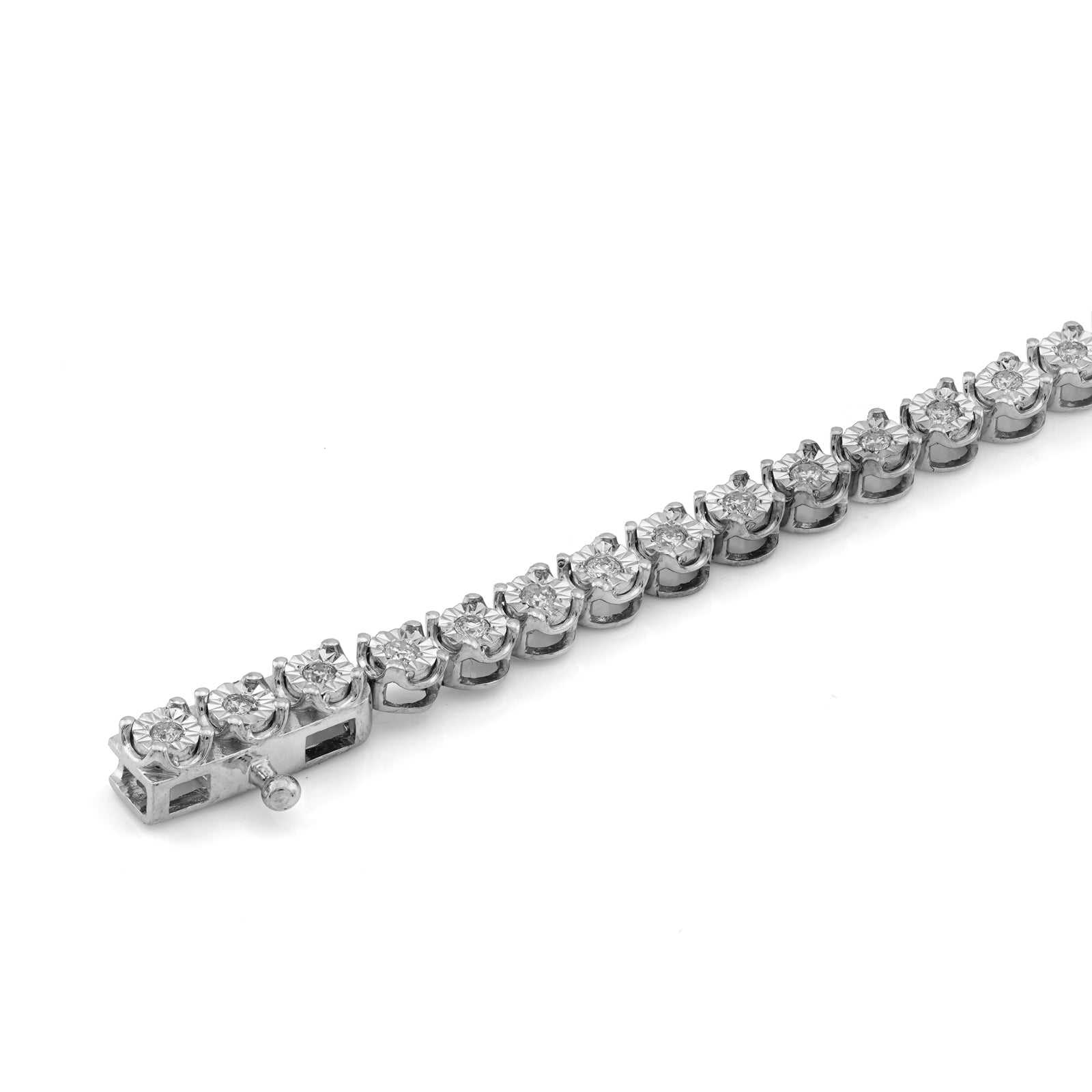 10K White/Rose Gold Illusion Natural Diamond Infinity Heart 0.9CT Women Bracelet 7"