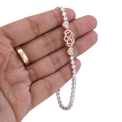 10K White/Rose Gold Illusion Natural Diamond Infinity Heart 0.9CT Women Bracelet 7"