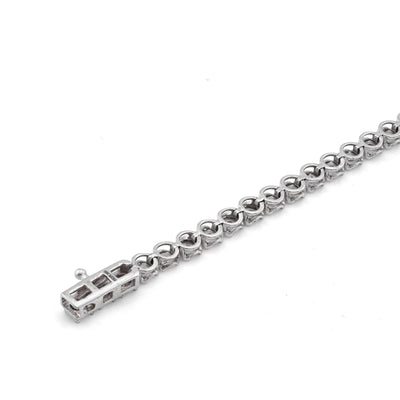 10K Rose/White Gold 3 Heart Natural Diamond baguette 1.05CT Women Tennis Bracelet