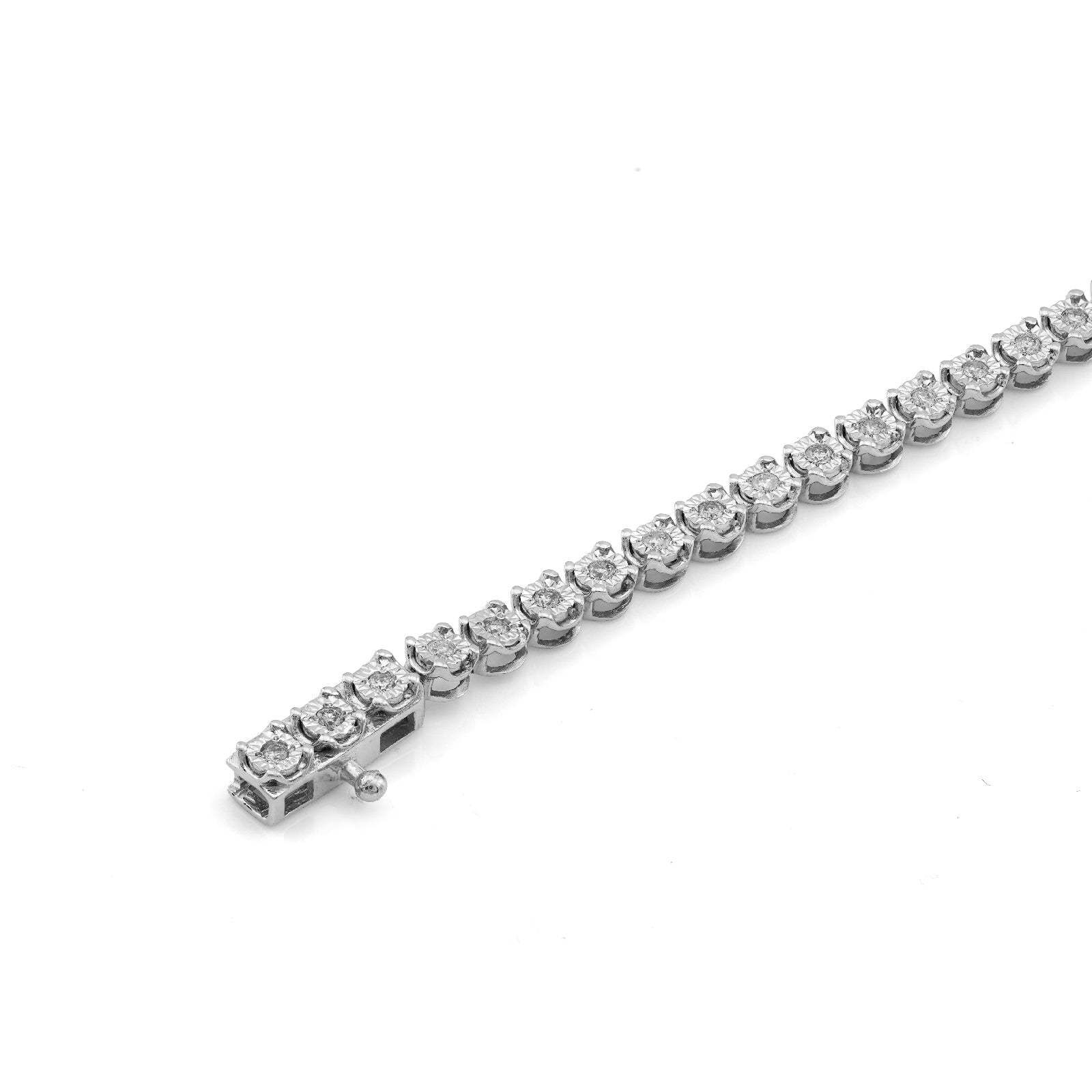 10K Rose/White Gold 3 Heart Natural Diamond baguette 1.05CT Women Tennis Bracelet