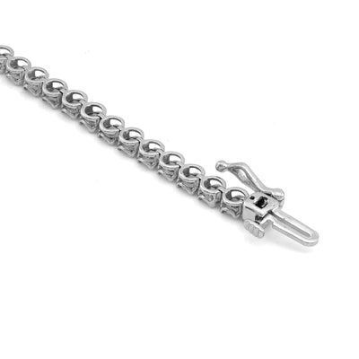 10K Rose/White Gold 3 Heart Natural Diamond baguette 1.05CT Women Tennis Bracelet