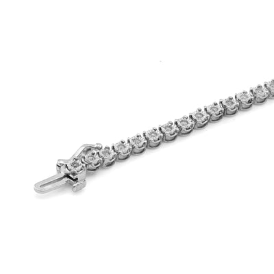 10K Rose/White Gold 3 Heart Natural Diamond baguette 1.05CT Women Tennis Bracelet