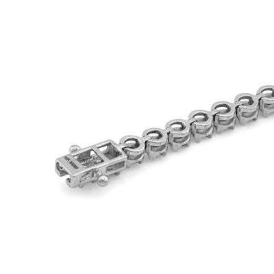 10K White/Rose Gold Lab Diamond Rectangular Shape Link 2.25CT Women Tennis Bracelet