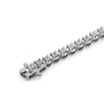 10K White/Rose Gold Lab Diamond Rectangular Shape Link 2.25CT Women Tennis Bracelet