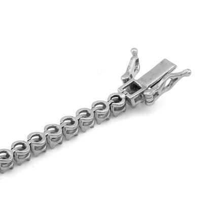10K White/Rose Gold Lab Diamond Rectangular Shape Link 2.25CT Women Tennis Bracelet