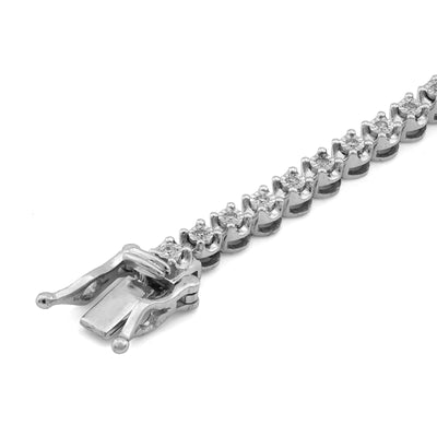 10K White/Rose Gold Lab Diamond Rectangular Shape Link 2.25CT Women Tennis Bracelet