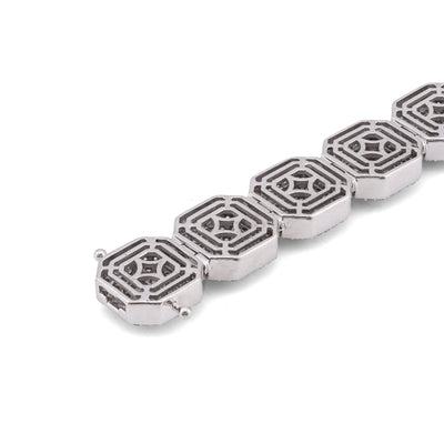 10K White Gold 14CT Natural Diamond Octagon Shape Link Baguette Tennis Men Bracelet