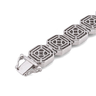 10K White Gold 14CT Natural Diamond Octagon Shape Link Baguette Tennis Men Bracelet
