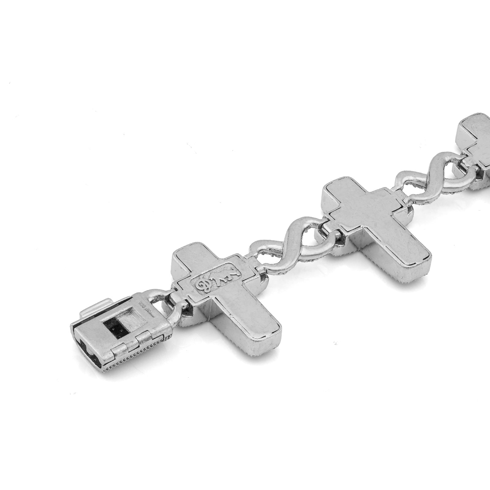 925 SS 2.55CT Natural Diamond Illusion Cross Infinity Tennis Men Bracelet 8.5"